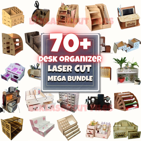 Desk Organizer Laser Files Bundle | Makeup Organizer Lasur Cut Bundle | Desk Organizer Vector Cricut File by BZKLaserCut