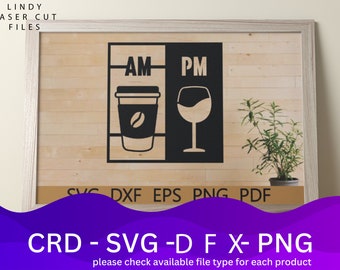 Coffee & Wine Bar Sign Laser Cut Files: Vector Design (Digital Download)
