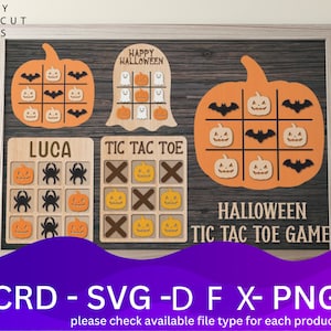 Halloween Tic Tac Toe Game Laser Cut Files Bundle SVG File, Vector Design, Plan Laser, Cnc Pattern, Laser Cut Model Template