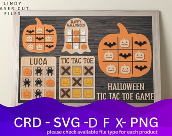 Halloween Tic Tac Toe spel Laser Cut bestanden bundel SVG-bestand, Vector Design, Plan Laser, Cnc patroon, Laser Cut Model sjabloon