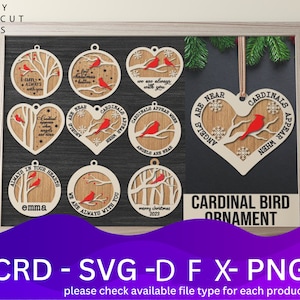 Weihnachten Kardinal Ornament Laser Cut Dateien Bundle SVG-Datei, 9 Vektor-Design, Plan Laser, Cnc-Muster, Laser Cut Modell Vorlage