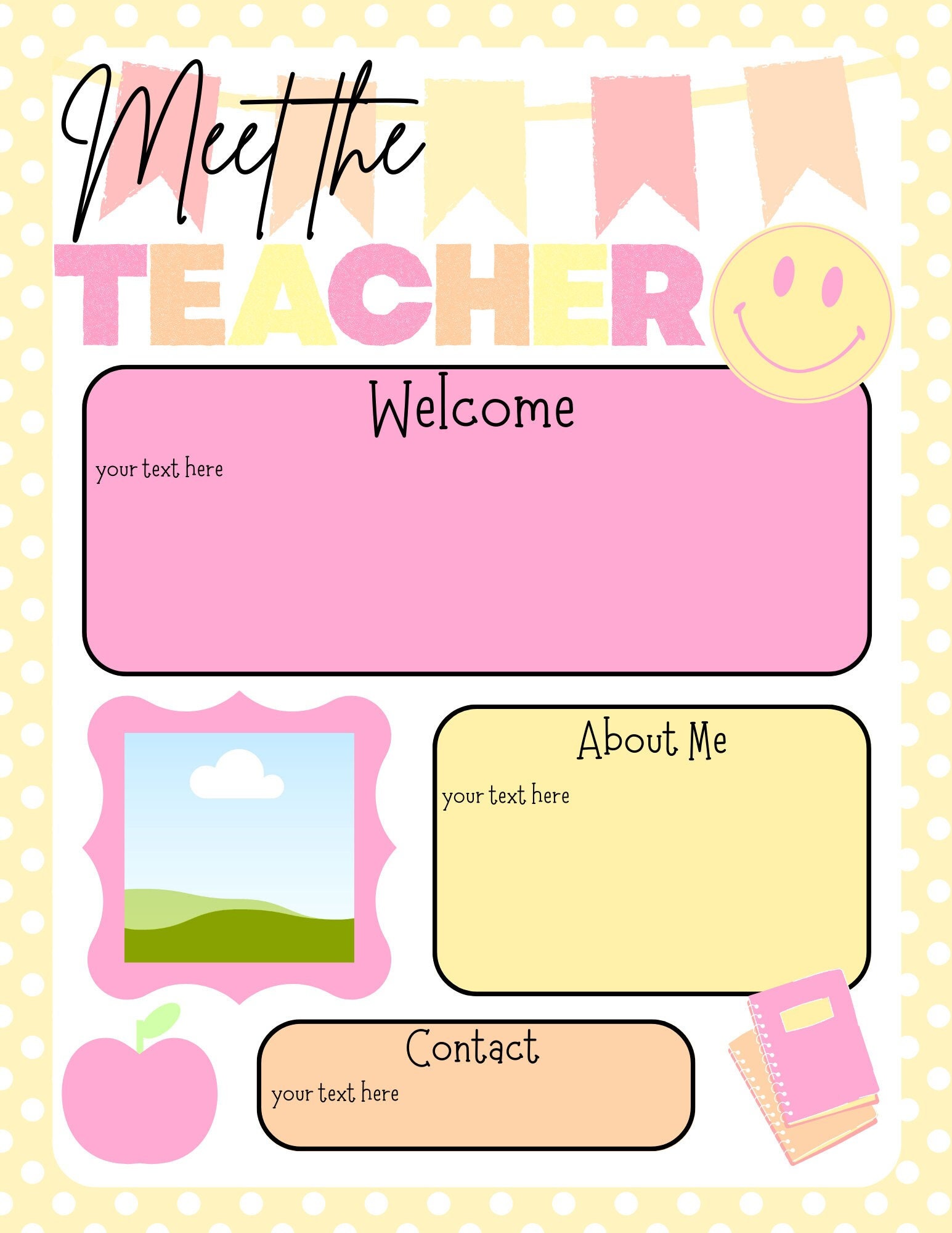 Meet the Teacher Editable Template, Meet the Teacher, Pastel Bright ...