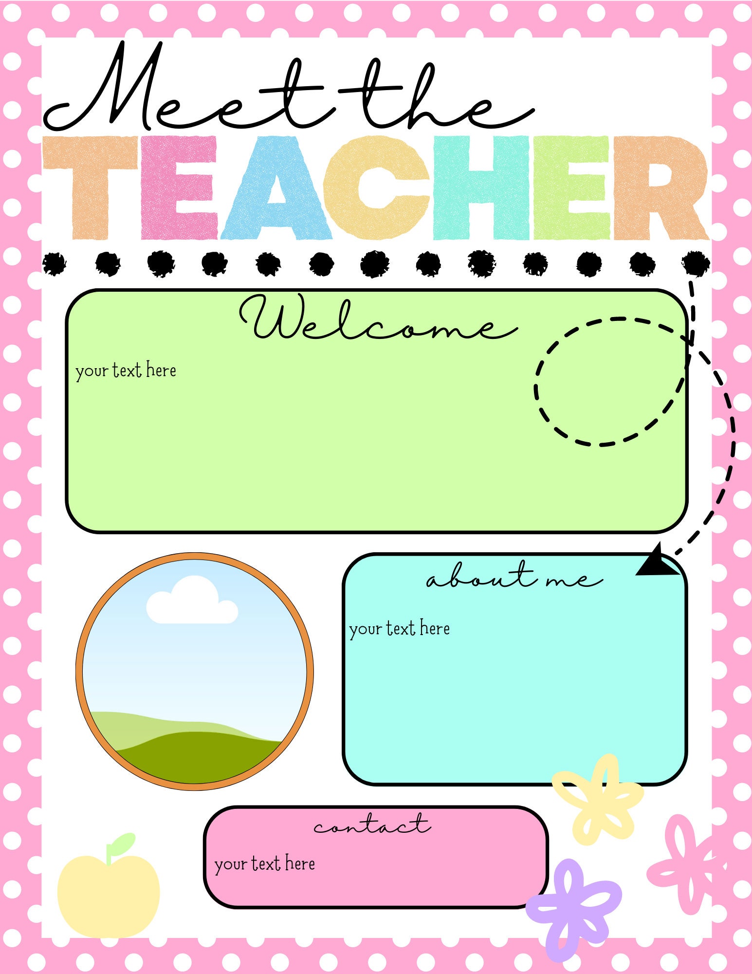 Meet the Teacher Editable Template, Meet the Teacher, Pastel Brights ...