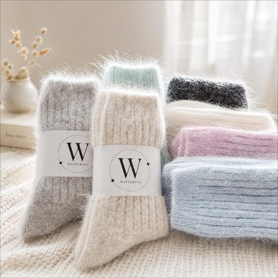 Ultra Warm Angora Soft Lightweight Socks for Women – Plush Ribbed Winter Socks, Perfect Holiday Gift