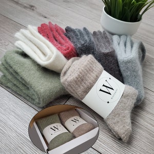 2pairs, 4pairs, 6pairs Set Plain Fuzzy Fluffy Angora Wool winter warm and soft women's socks High Quality Christmas gift including box
