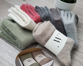 2pairs, 4pairs, 6pairs Set Plain Fuzzy Fluffy Angora Wool winter warm and soft women's socks High Quality Christmas gift including box