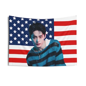 Zerobaseone Jiwoong in Sweater Photo Flag Banner,  Zerobaseone Jiwoong American Tapestry , Zerobaseone Yura Yura, Zerobaseone Sweat