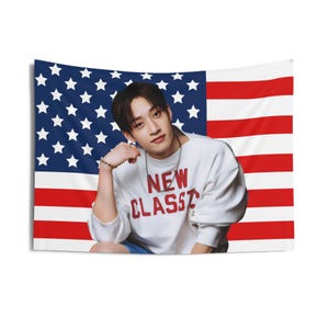 Skz Bang Chan Cute American Flag, Stray Kids Concert Banner, SKZ Kpop Banner, Stray Kids Ate, SKZ Mountains, Stray Kids Giant