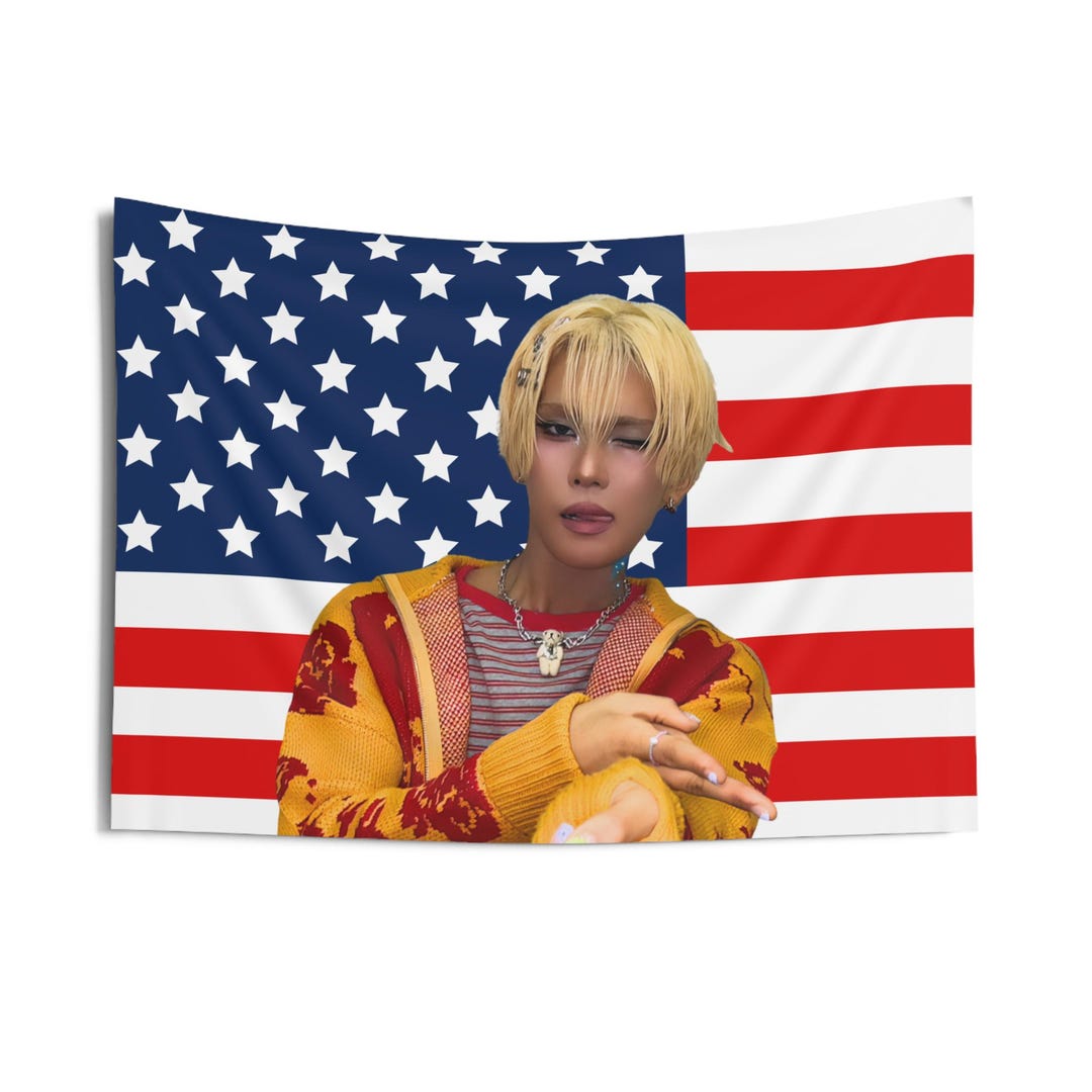 Xlov Hyun Cute Face American Flag, Xlov Concert Banner, Xlov Kpop Flag ...