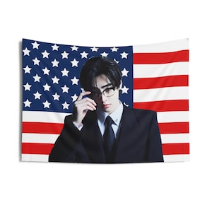 Sunghoon In a Suit American Flag, Enha Concert Banner, Enha Kpop Flag, Enha No Doubt, Enha World Tour