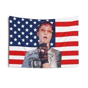 P1Harmony Keeho Red Hair Flag Banner, Keeho American Tapestry, Keeho Merch Decor, Killin It P1Harmony, p1harmony tour 2024