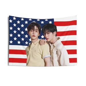 Zhang Hao Hanbin American Flag, Zerobaseone Concert Banner, Zb1 Kpop Flag, Zerobaseone Blue, Zerobaseone Blue Paradise
