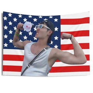 TBZ Kevin Flexing Biceps American Flag, The Boyz Kevin American Tapestry,  The Boyz Phantasy, The Boyz Nectar