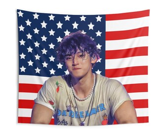 Mingyu Sweat American Flag, Seventeen Kpop Flag, Seventeen Follow
