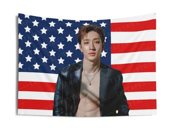Stray Kids Bang Chan American Flag, Bang Chan American Tapestry, Bang Chan Merch Decor, Gift for Bang Chan Fan, Bang Chan Fan Gift Ideas