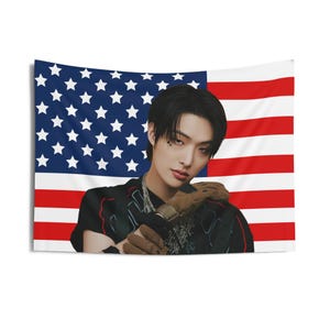 Ateez Mingi Amerikanische Flagge, Ateez Konzertbanner, Ateez Kpop Flagge, Ateez Goldene Stunde Teil 3, Ateez Will To Power, Ateez World Tour