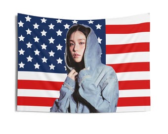 ITZY Yuna America Flag Banner, Itzy World Tour Kpop Flag, Born to