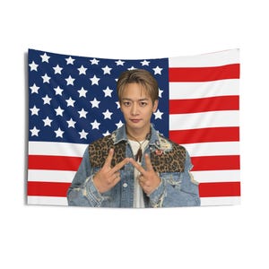 Shinee Minho Denim American Flag, Shinee Concert Banner, Shinee Kpop Flag, Gift for Shawols, Shinee 2025