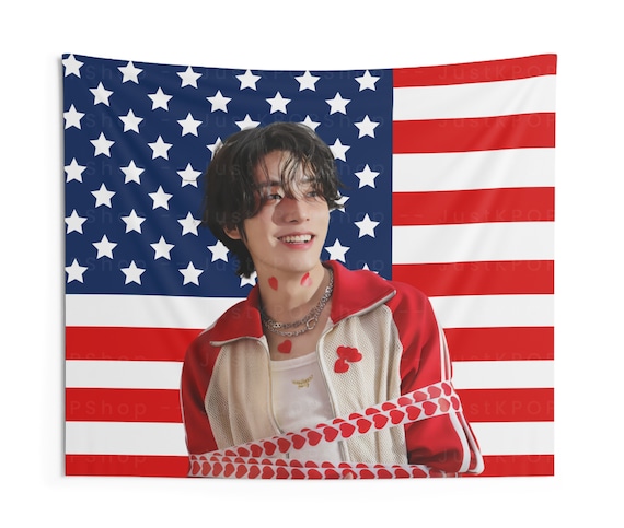 アートポスター ロック・アン・セーヌ 大 送料込 匿名発送 Enha Jake Heart American Flag, Enha Concert Banner, Enha