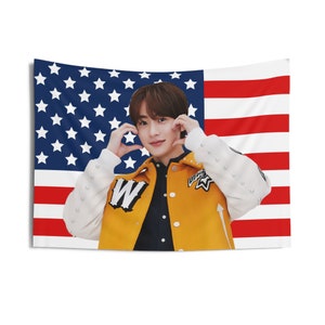 Riize Anton Cute Pose Photo Flag Banner, Anton American Tapestry, Anton Merch Decor, Love 119, 119 Riize