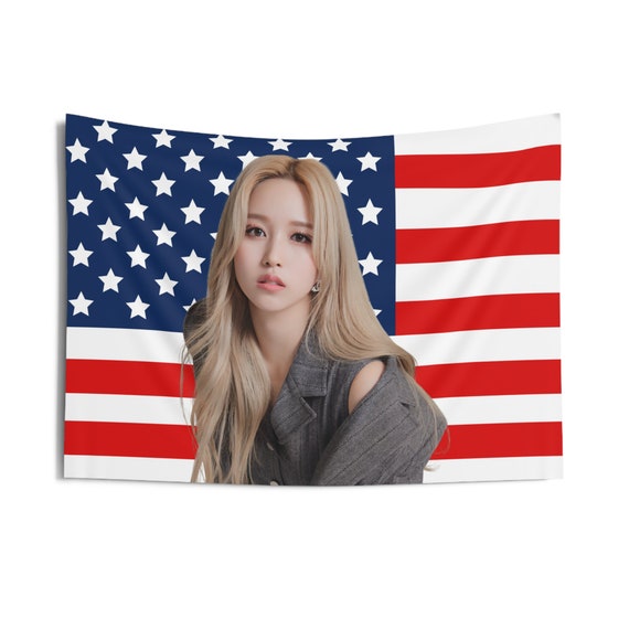 Twice Mina Blonde Hair Flag Banner, Mina American Tapestry, Mina