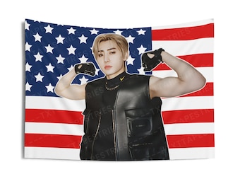 Sunghoon Flexing Biceps American Flag, Enha Concert Banner, Enha Kpop Flag, Enha Desire Unleash, Enha World Tour