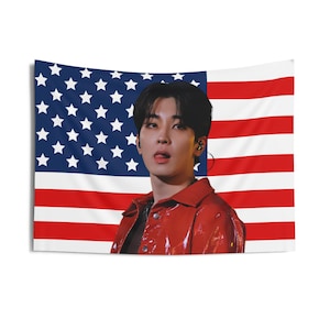 Wonwoo Red Jacket American Flag, Seventeen Kpop Flag, Seventeen Follow Again, Seventeen Spill the Feels, Seventeen World tour