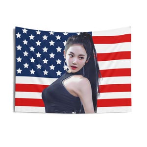 Aespa Ningning Visuals American Flag, Aespa Concert Banner, Aespa Kpop Flag, Whiplash Universe, Aespa Synk Parallel Line, Aespa Tour 2024