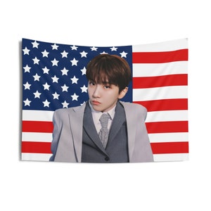 BoyNextDoor Woonhak Captivating Visuals Photo Flag Banner, Woonhak American Tapestry,  Boy Next Door earth wind and fire