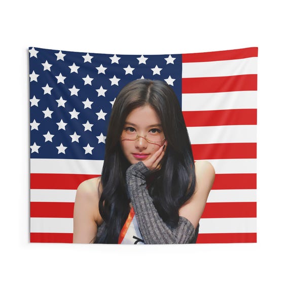Twice Sana Visuals American Flag, Twice Concert Banner