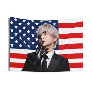 Jungwon Black Gloves American Flag, Enha Concert Banner, Enha Kpop Flag, Enha No Doubt, Enha World Tour