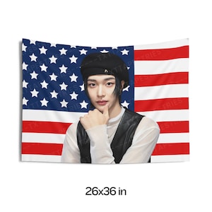 Riize Wonbin wearing beret Banner, Wonbin American Tapestry, Wonbin Merch Decor, Love 119, 119 Riize