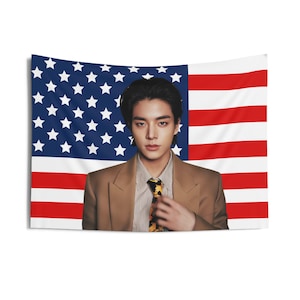 Enha Jake Brown Suit American Flag, Enha Concert Banner, Enha Kpop Flag, Enha No Doubt, Enha World Tour