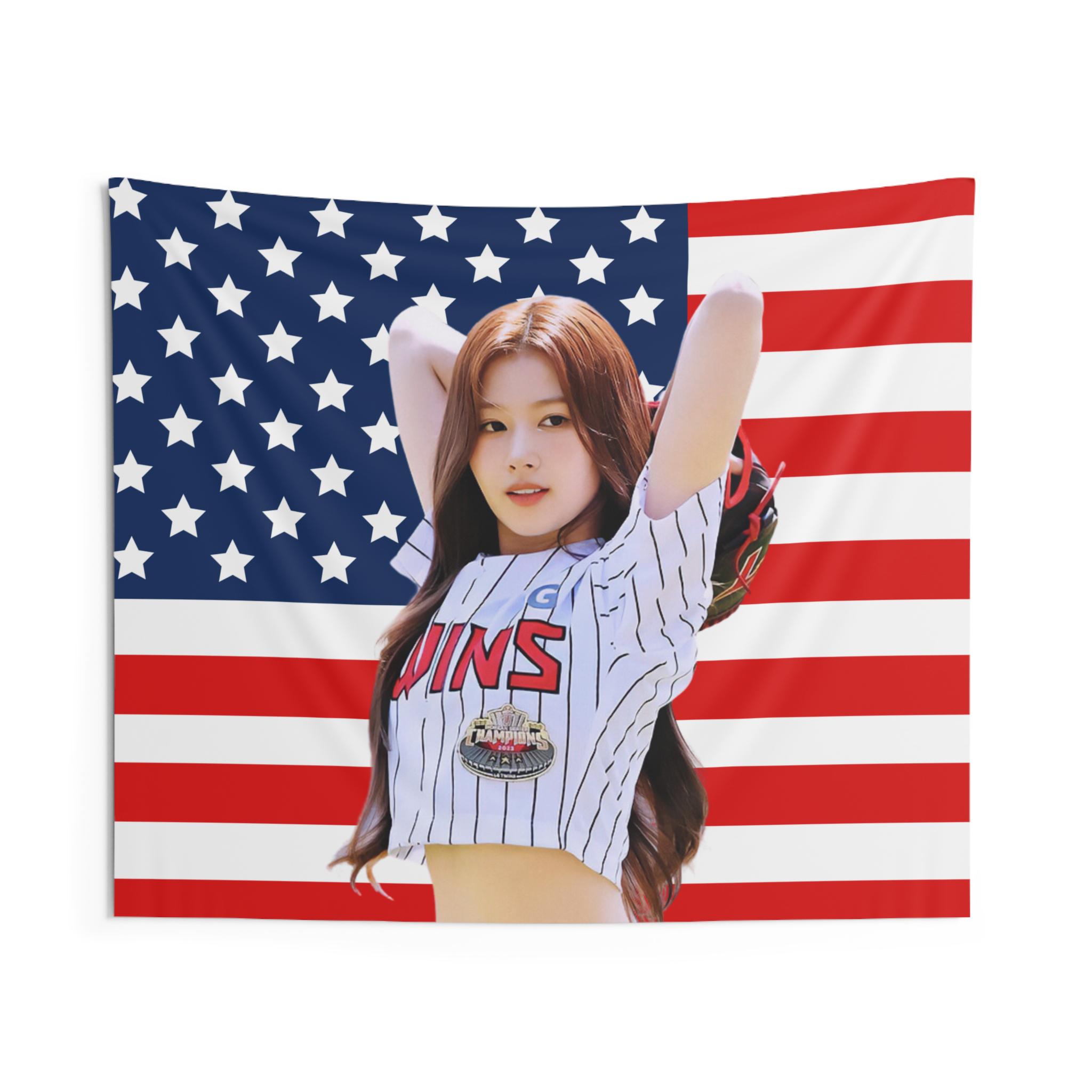 Twice Sana Baseball American Flag, Twice Concert Banner, Twice