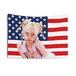 Aespa Winter Blonde Hair American Flag, Aespa Concert Banner, Aespa Kpop Flag, Whiplash Universe, Aespa Synk Parallel Line, Aespa Tour 2025