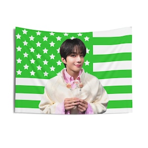 Nct Jungwoo Cute Smile Green American Flag, Nct Concert Banner, Nct Kpop Flag, Nct 127, Nct Candy Factory, NCT Tour 2025
