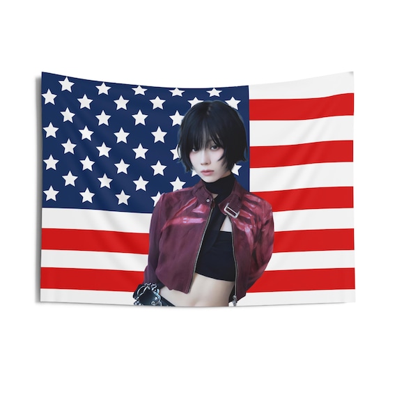 Aespa Winter Short Hair American Flag, Aespa Concert Banner, Aespa