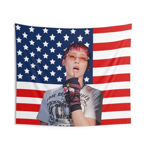P1harmony Keeho Red Hair Flag Banner, Keeho American Tapestry
