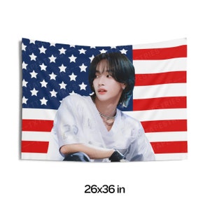 Riize Wonbin in White Outfit Flag Banner, Wonbin American Tapestry, Wonbin Merch Decor, Love 119, 119 Riize