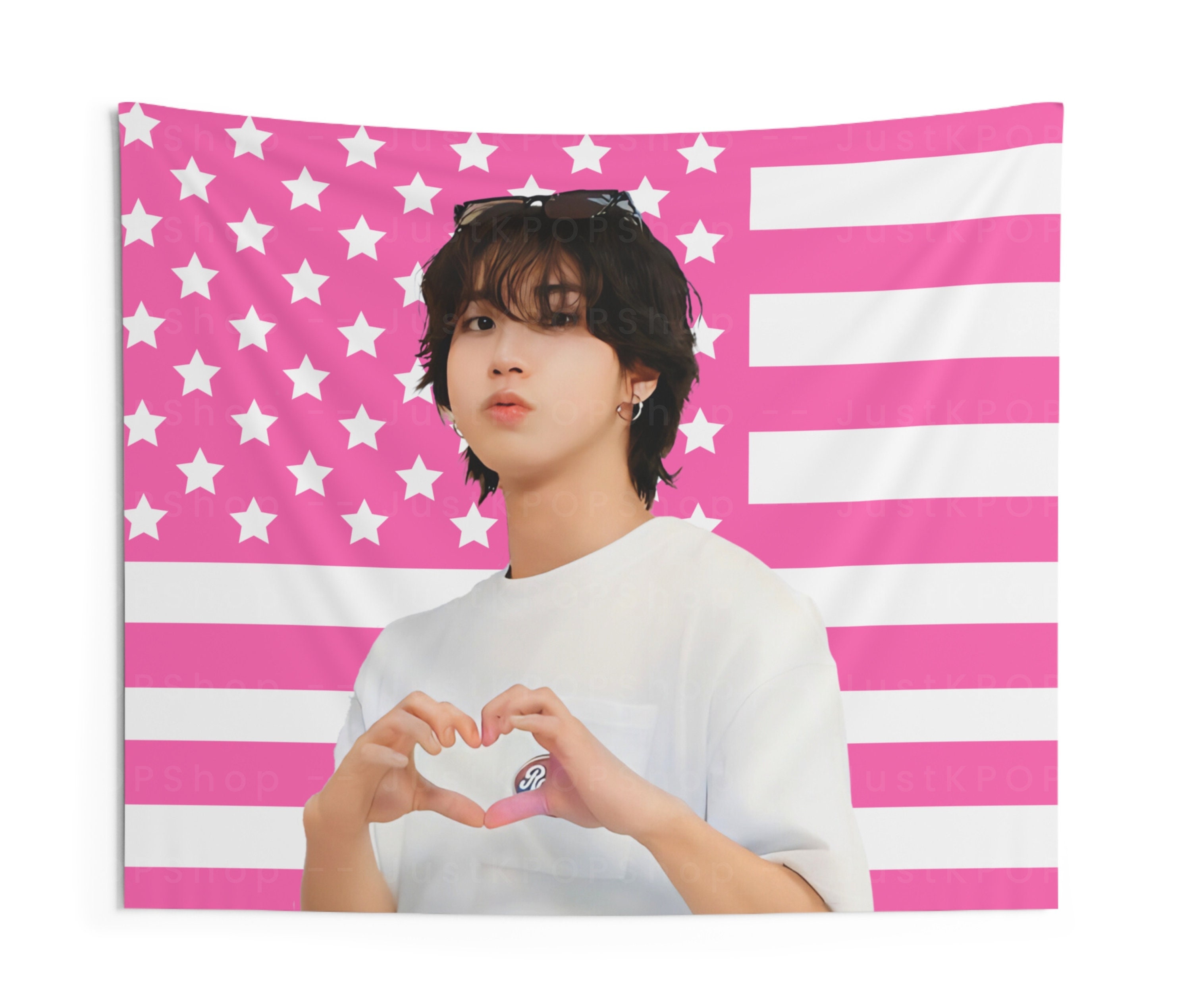 267 I am you 紫枠 限定盤 ハン HAN Stray Kids SKZ Han Finger Heart American Flag, Han Jisung Pink American