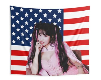 Twice Momo Pink Outfit American Flag, Twice Concert Banner, Twice