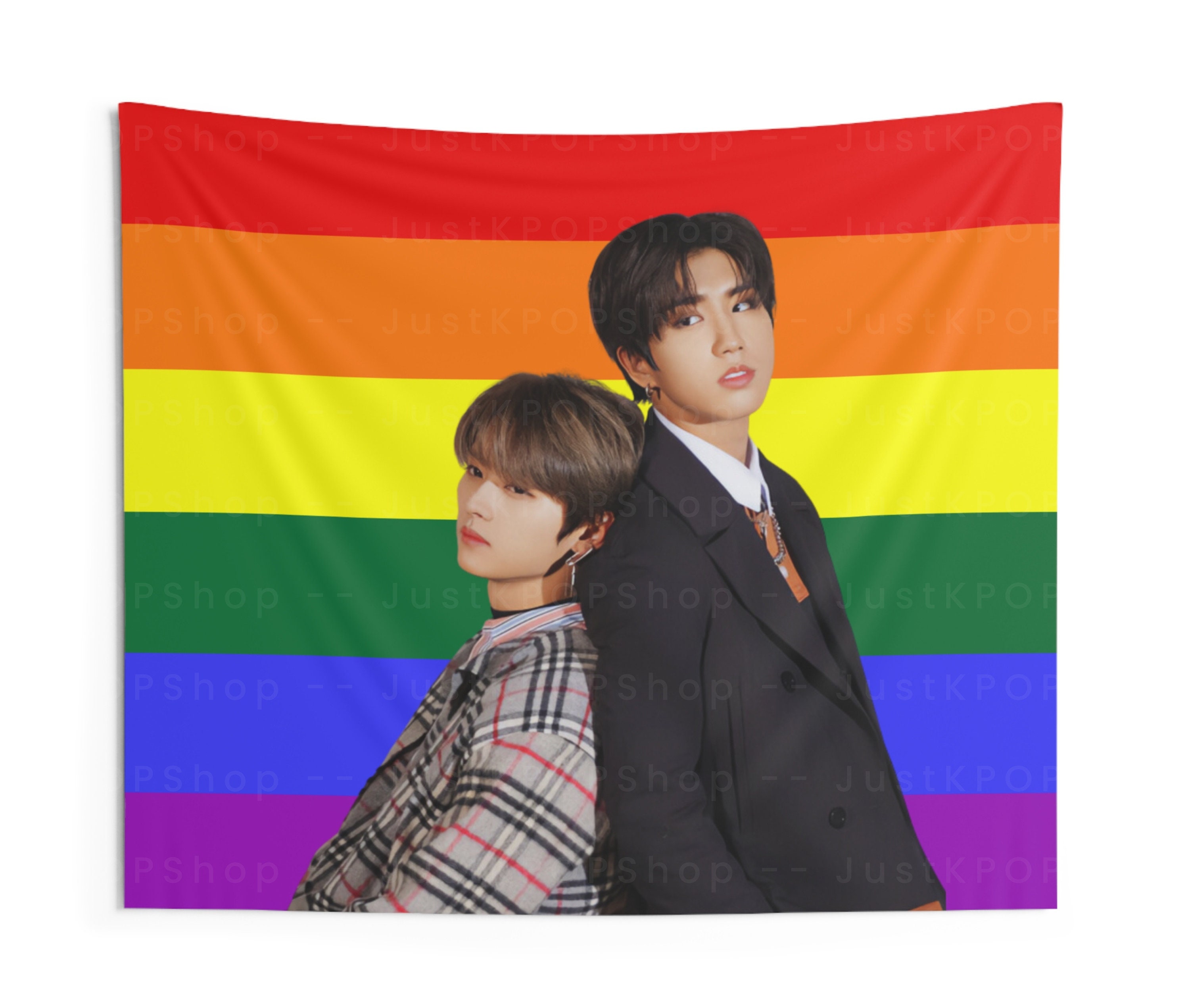 Stray Kids Lee Know & Han Pride Flag, Minsung Pride Tapestry