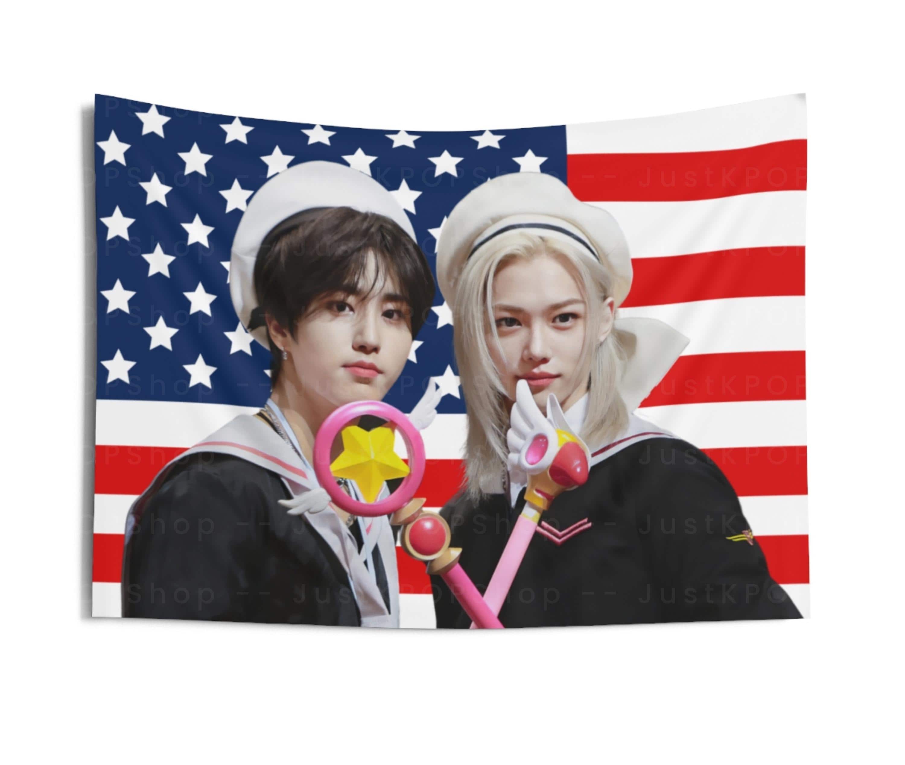 SKZ Han Felix Cute Cosplay American Flag, Stray Kids Han Felix