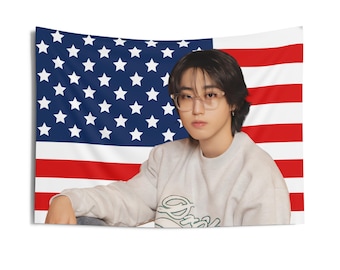 Bandera estadounidense de Han Jisung, tu héroe, tapiz estadounidense de SKZ Han Jisung, Stray Kids Ate, montañas de SKZ, haces que Stray Kids se quede