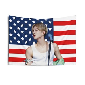 Jungwon Sexy American Flag, Enha Koncert Banner, Enha Kpop Flag, Enha Walk The Line, Światowa trasa Walk The Line 2025