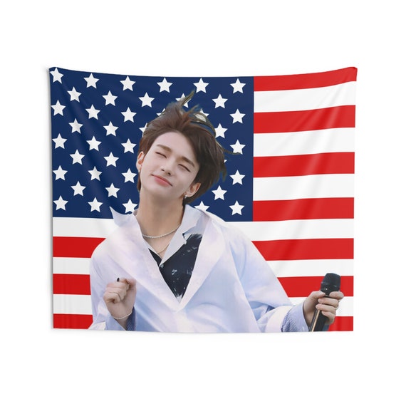 Stray Kids Hyunjin Cute Shot American Flag, Hyunjin American