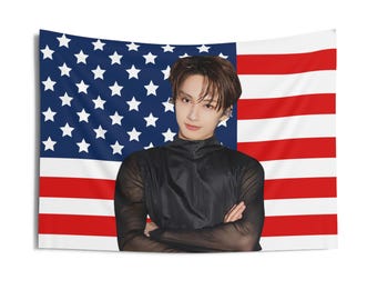 Bandera estadounidense de cara bonita de Svt Junhui, pancarta de concierto de Seventeen, bandera de Kpop de Seventeen, Svt Follow Again, Svt Spill the Feels