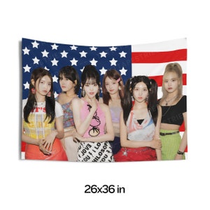 Ive Members Group Photo Flag Banner, Ive Members American Tapestry, Ive Members Kpop Merch, Gift for Ive Fan