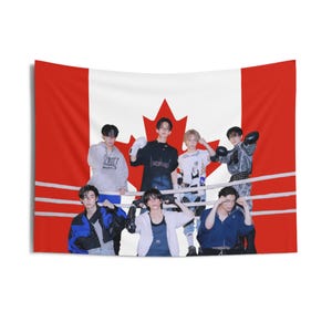 Enha Members in Boxing Ring Canada Flag, Enha Concert Banner, Enha Kpop Flag, Enha No Doubt, Enha World Tour
