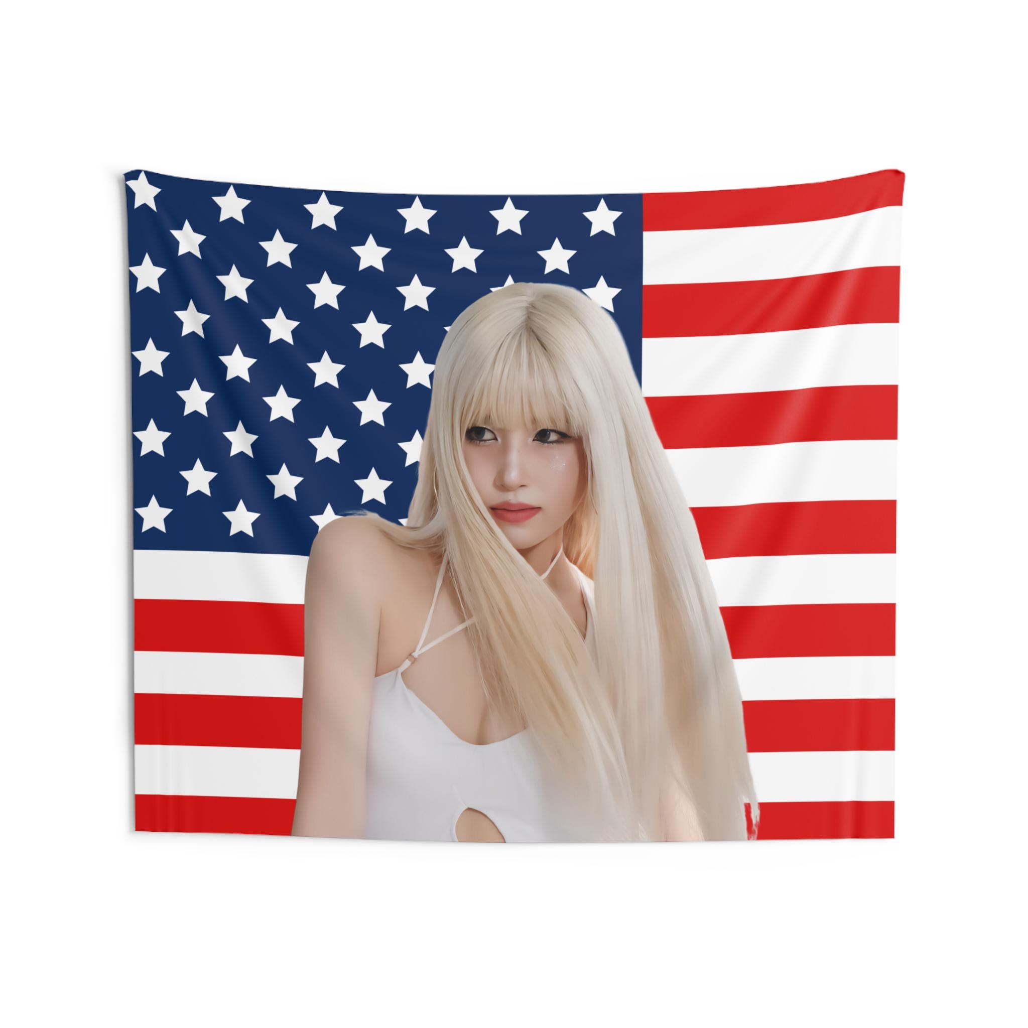 Twice Mina Blonde American Flag, Twice Concert Banner, Twice Kpop